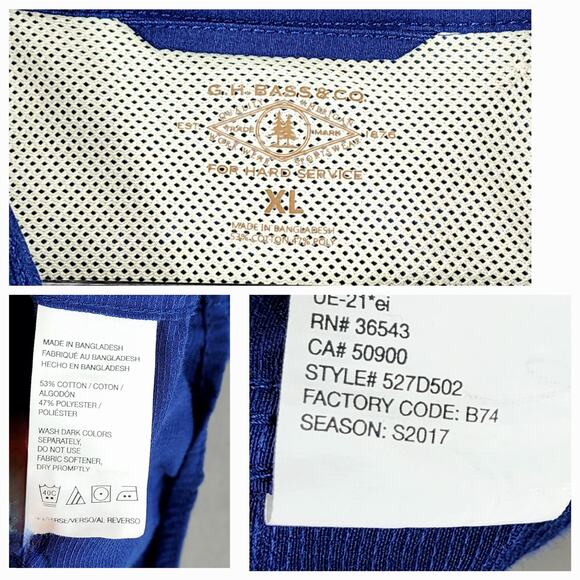 GH Bass XL Men Short Sleeve Button Up Shirt Blue Mesh Insert Polycotton Fishing - Picture 3 of 11